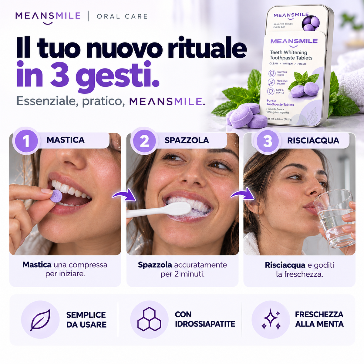 MEANSMILE - Compresse Dentifricio